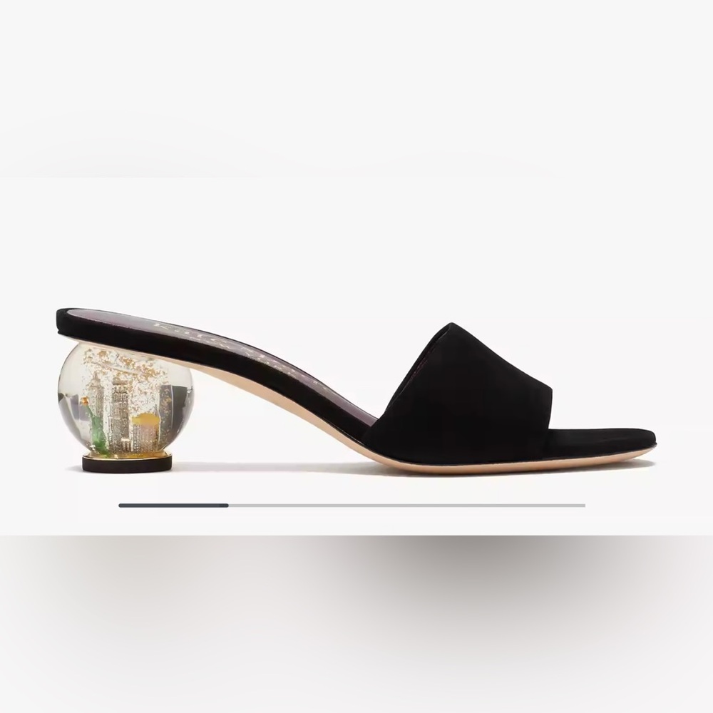 Polished Black Suede Snowglobe Sandals